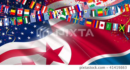 North Korea North American flag background North Korea North American flag background 41419863