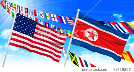 North Korea North American flag background 41419867