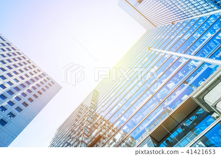 looking up view of city skyline in tokyo, japan 41421653