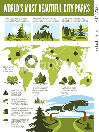 Landscape design infographic with city park map Landscape design infographic with city park map 41422522