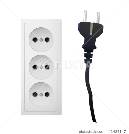 Electrical adapter with three outlet and plug. 41424147