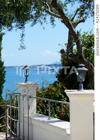 The sea view and modern yacht, Corfu, Greece 41425089