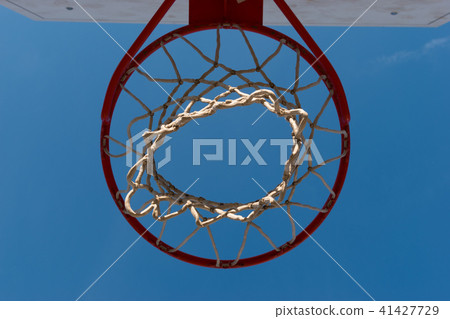Closeup basketball hoop, basket with white net 41427729
