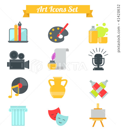 Set of art icons in flat design atist ink graphic color creativity movie collection vector Set of art icons in flat design atist ink graphic color creativity movie collection vector 41428632