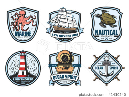 Sea adventure vintage label for nautical heraldry Sea adventure vintage label for nautical heraldry 41430240