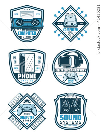 Electronics and devices retro badge shield design Electronics and devices retro badge shield design 41430281