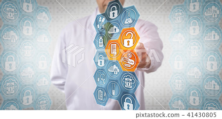 Clinician Accessing Secure Data On Specialty Drug Clinician Accessing Secure Data On Specialty Drug 41430805