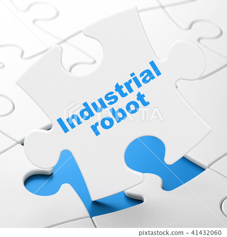 Manufacuring concept: Industrial Robot on puzzle background 41432060