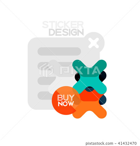 Flat design cross shape geometric sticker icon, paper style design with buy now sample text, for 41432470