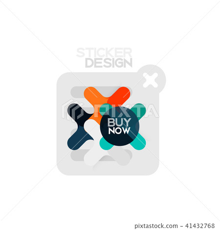 Flat design cross shape geometric sticker icon, paper style design with buy now sample text, for Flat design cross shape geometric sticker icon, paper style design with buy now sample text, for 41432768