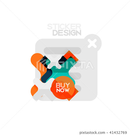 Flat design cross shape geometric sticker icon, paper style design with buy now sample text, for Flat design cross shape geometric sticker icon, paper style design with buy now sample text, for 41432769