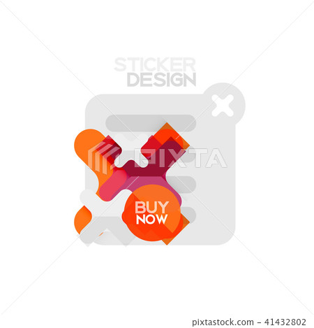 Flat design cross shape geometric sticker icon, paper style design with buy now sample text, for Flat design cross shape geometric sticker icon, paper style design with buy now sample text, for 41432802