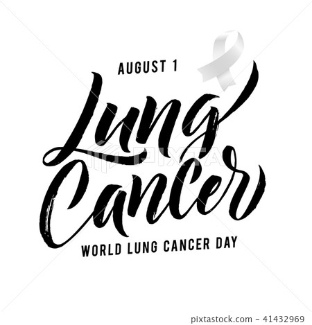 Vector Calligraphy Poster. Grey White Awareness Ribbons of Lung Cancer Vector illustration 41432969