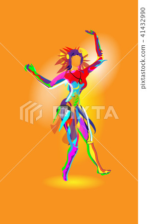 Multicolored abstraction with a dancing girl Multicolored abstraction with a dancing girl 41432990