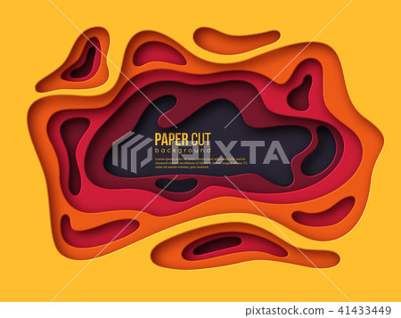 3d paper cut style background. Shapes with shadow in Autumn colors - yellow, orange, burgundy and 41433449