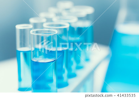 Science Chemical in glass tube blue color Science Chemical in glass tube blue color 41433535