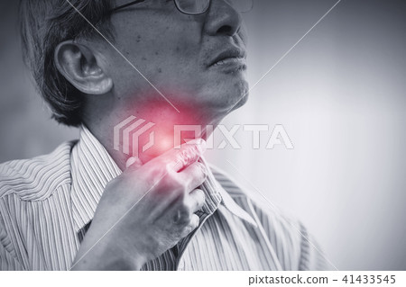 Asian elder old man Sore throat irritation 41433545