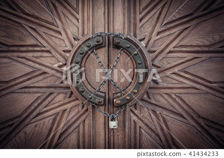 Carved door with lock on chain Carved door with lock on chain 41434233