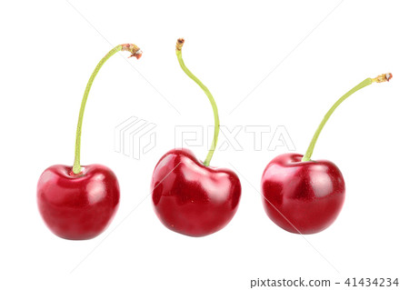 Sweet red cherries isolated on white background macro. Sweet red cherries isolated on white background macro. 41434234