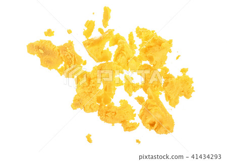 egg yolk crumbled isolated on white background. Top view. Flat lay 41434293