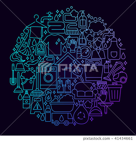 House Cleaning Icon Circle Concept House Cleaning Icon Circle Concept 41434661