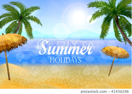 Seaside with palms and a beach 41438296