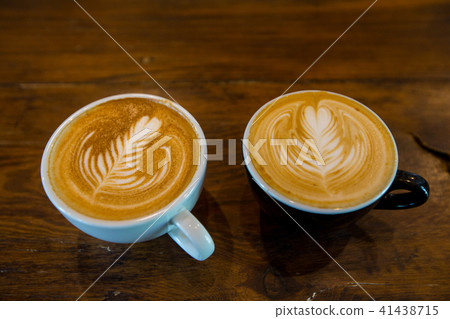 Two Coffee cup with latte art Two Coffee cup with latte art 41438715