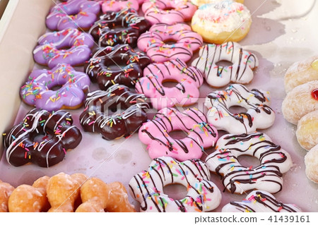 Sweet donuts at street food Sweet donuts at street food 41439161