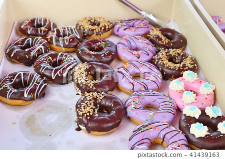 Sweet donuts at street food 41439163