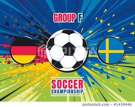 Soccer world championship match template. Germany vs Sweden. Group F. Color vector illustration Soccer world championship match template. Germany vs Sweden. Group F. Color vector illustration 41439446