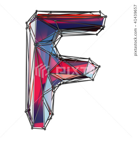 Capital latin letter F in low poly style red color isolated on white background 41439657