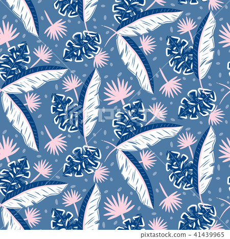 Blue jungle leaves pattern for summer seamless prints. 41439965