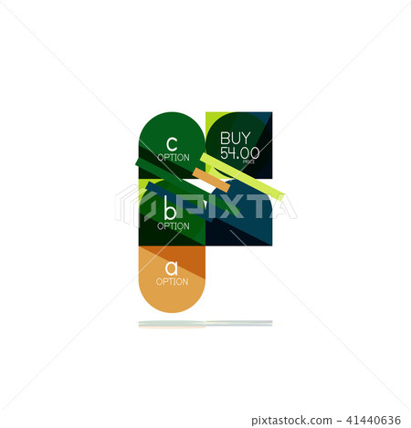 Minimal flat clean abstract option step infographic design element, geometric shapes - round squares 41440636