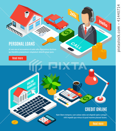 Bank Loaning Isometric Banners Bank Loaning Isometric Banners 41440714