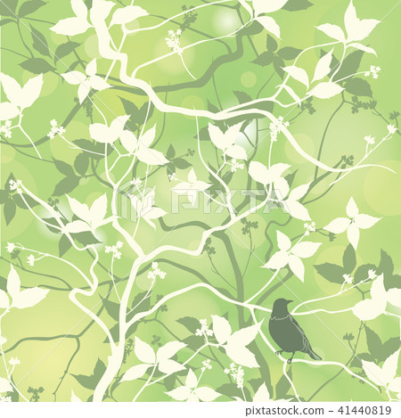 Birds on branch background Floral seamless pattern 41440819