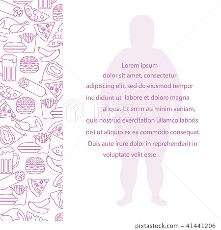 Fat man with unhealthy lifestyle symbols 41441206