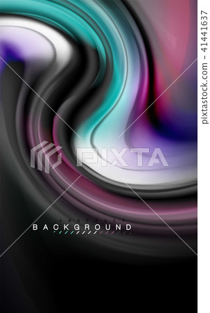 Fluid liquid colors design, colorful marble or plastic wavy texture background, glowing multicolored 41441637