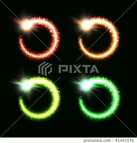 Holiday light background elements set on black backdrop. Decorative lights circle frame pack Holiday light background elements set on black backdrop. Decorative lights circle frame pack 41441838