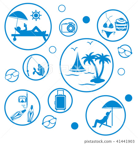 Set of stylized icons of traveler equipment and Set of stylized icons of traveler equipment and 41441903