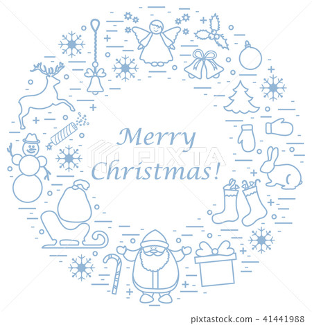 different new year and Christmas symbols arranged 41441988