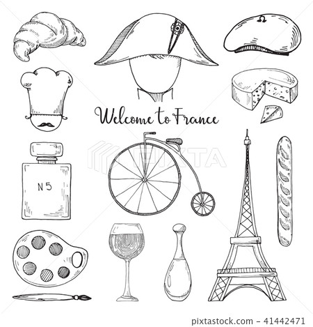 Set of elements of French culture. 41442471