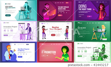 Main Web Page Set Design Vector. Website Business Concept. Landing Template. Working Team 41443217
