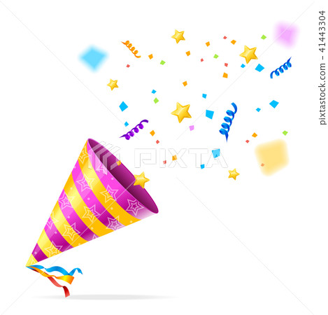 Party Hat and Confetti Background Card. Vector Party Hat and Confetti Background Card. Vector 41443304
