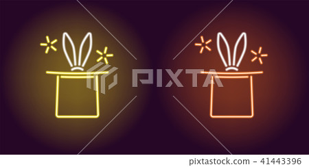 Neon icon of Yellow and Orange Magic Hat 41443396