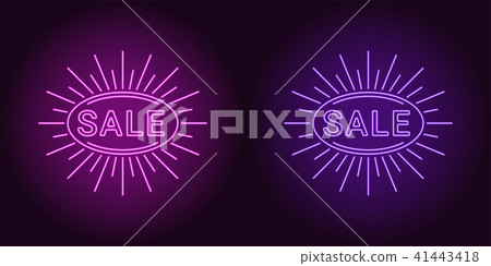 Neon icon of Purple and Violet Sale badge Neon icon of Purple and Violet Sale badge 41443418