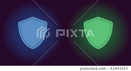 Neon icon of Blue and Green Network Shield Neon icon of Blue and Green Network Shield 41443423