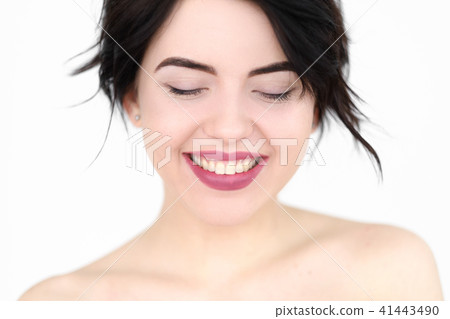 emotion face happy smiling joyful delighted woman 41443490