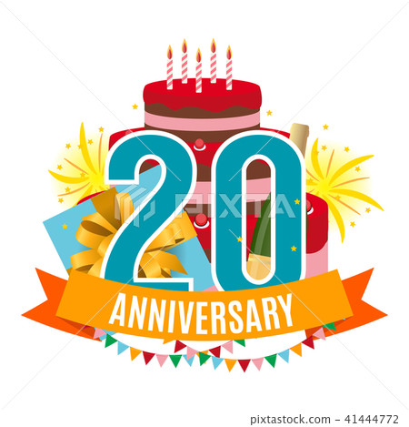 Template 20 Years Anniversary Congratulations,... - Stock Illustration