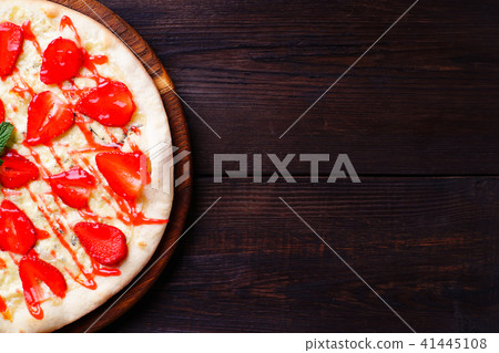 Fruit strawberry pizza background. Fruit strawberry pizza background. 41445108