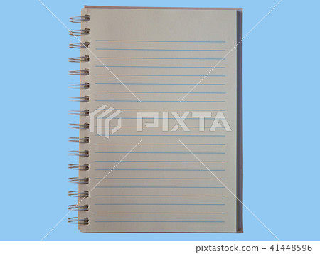 Top view school notebook on a blue background. Top view school notebook on a blue background. 41448596
